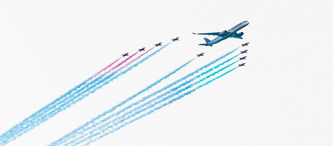 Τα Red Arrows σε εντυπωσιακό σχηματισμό με Airbus A350 (βίντεο)